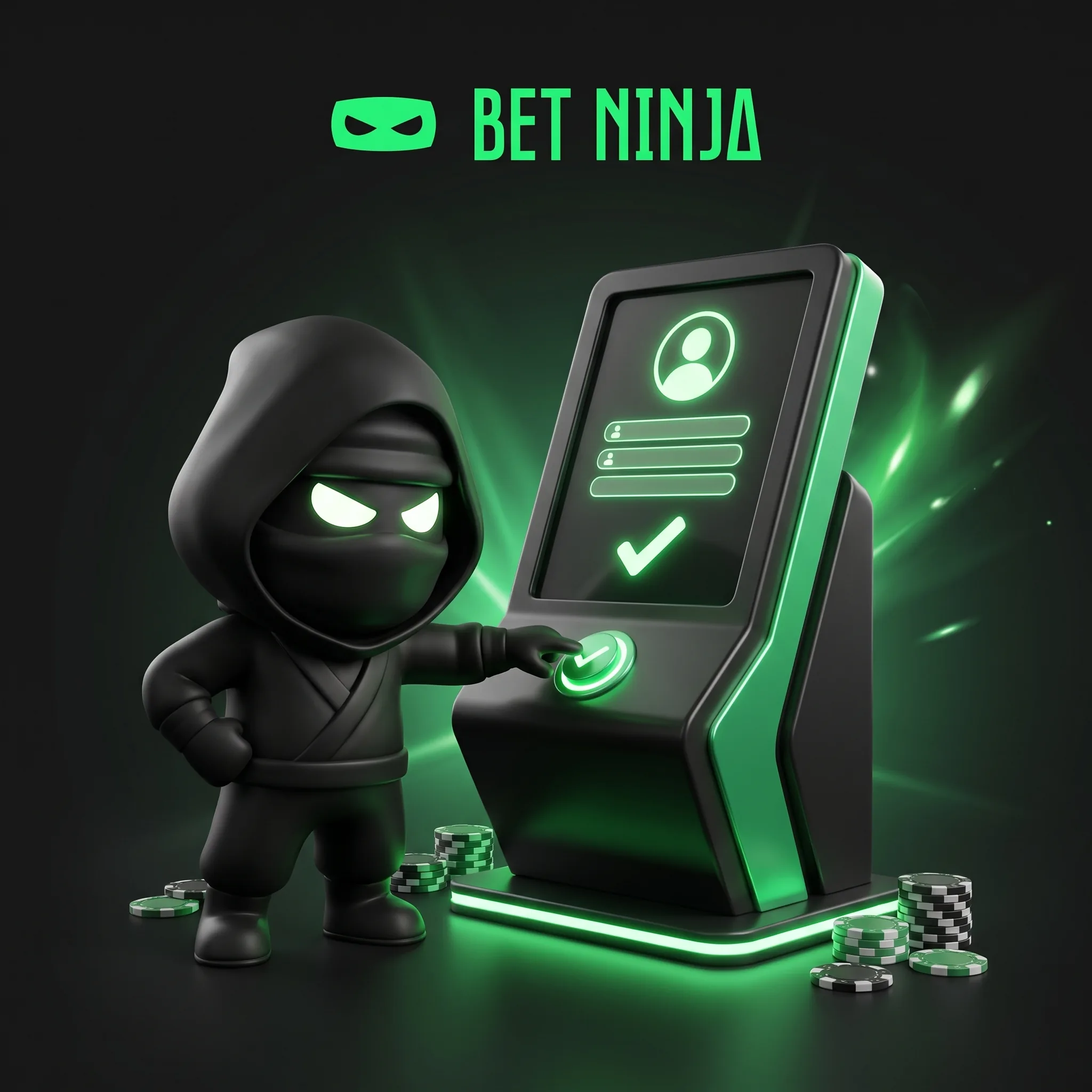 BetNinja-ninja naast een registratieformulier